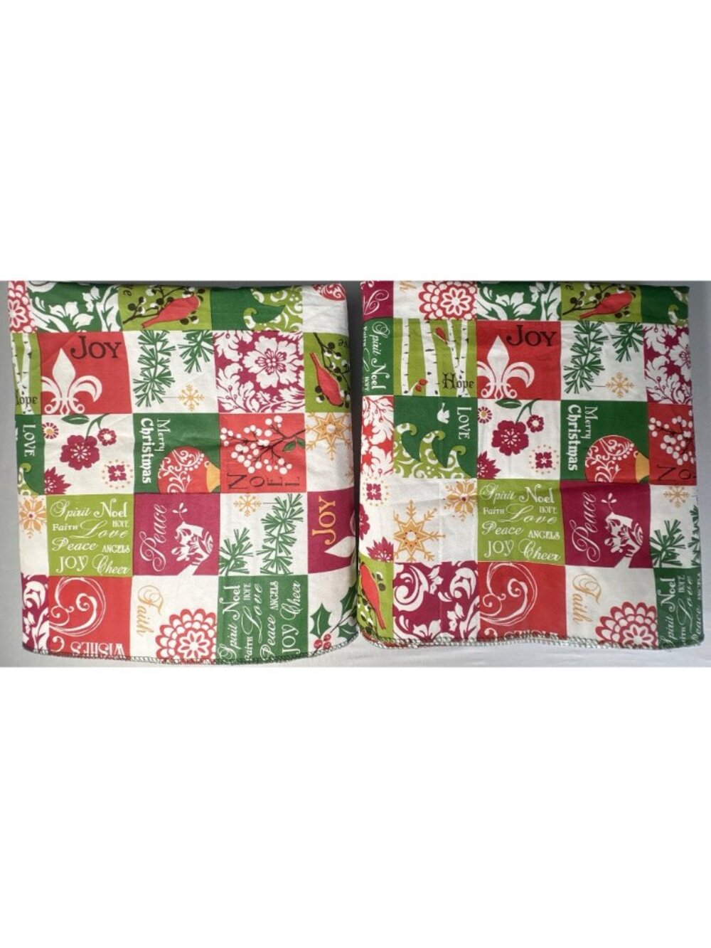 Christmas Patchwork Tablecloth Rectangle 60" X 84" Holiday Peace Love Hope Joy - Picture 2 of 11